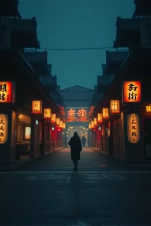 《山雾里的灯塔》竖版海报，浓雾中若隐若现的塔尖轮廓