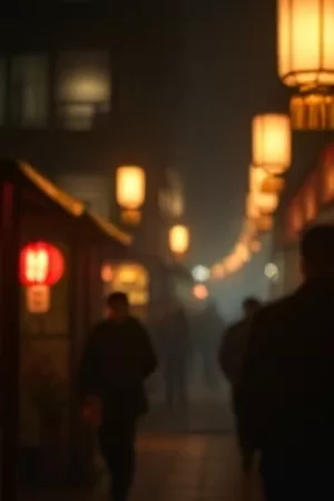 《雾港迷航》竖版海报，探照灯扫过雨夜集装箱堆场
